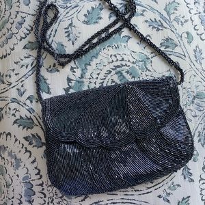 Blue Bugle Bead Evening Bag